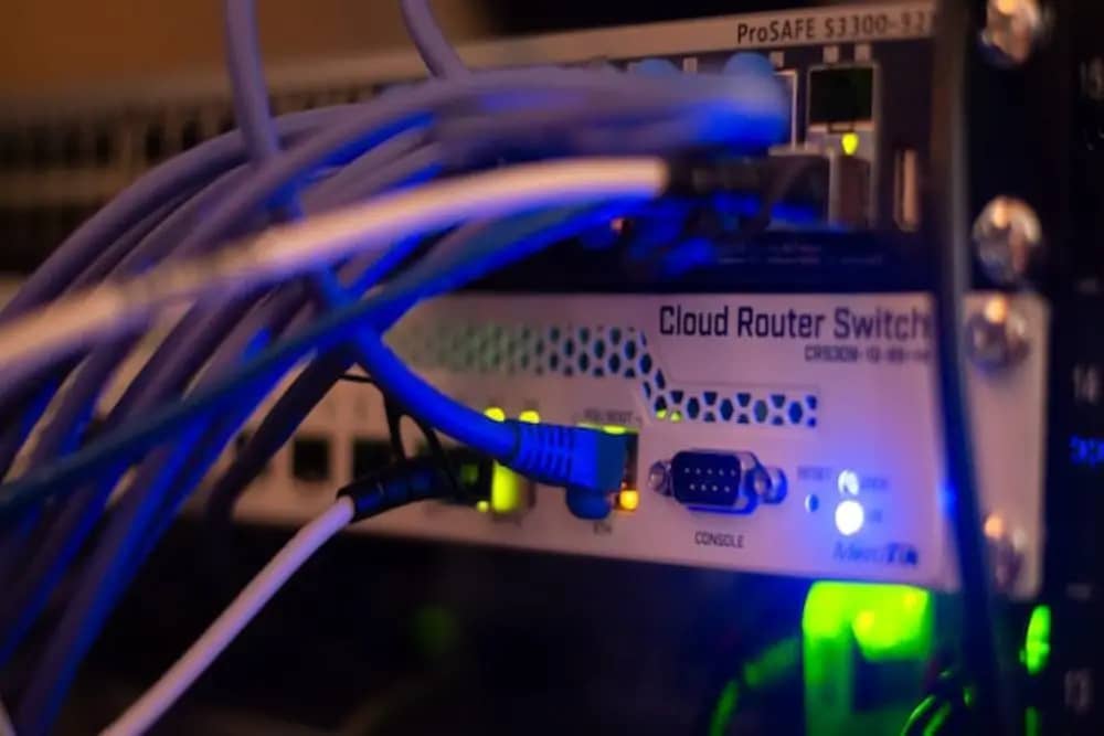 Powered-up Router and Plugged cables